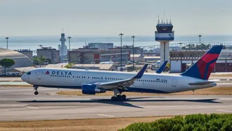 Getty Images Delta Air Lines Boeing 767 takes off from Lisbon, Portugal