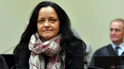 EPA Defendant Beate Zschaepe waits for the continuation of her trial at the higher regional court (Oberlandesgericht, OLG) in Munich, Germany, 12 September 2017.