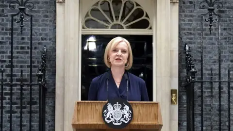 PA Media Liz Truss makes her first public speech as PM.