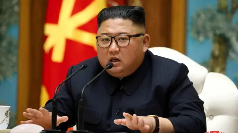 Reuters Kim Jong-un at Politburo meeting on 11 April