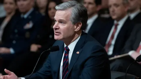 EPA FBI director Christopher Wray testifying on China's cyber threat before a US congressional committee on 31/1