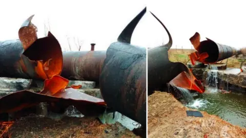 UGC Images showing damage to a pipeline