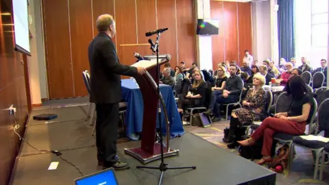 Steven Agnew addresses the 2018 Green Party NI conference