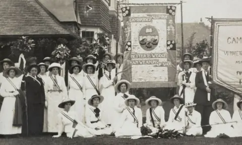 Newnham College Cambridge University students on Suffrage march in 1908