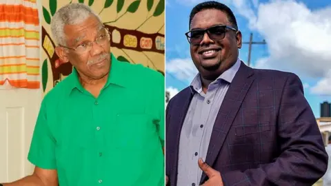 AFP Composite pictures shows President David Granger and opposition rival Irfaan Ali