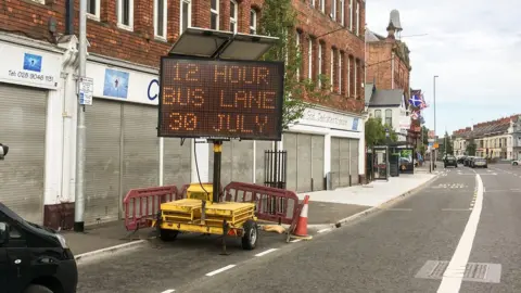 Bus lane sign in east Belfast