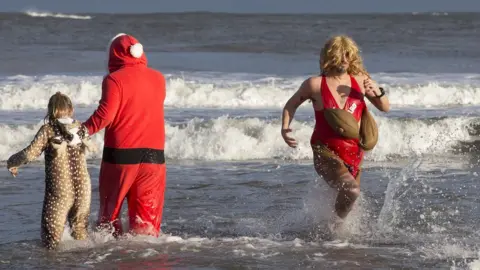 Dave Cocks Boxing Day Dip swimmer at Redcar