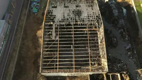 Fire damaged former recycling centre