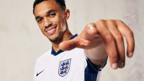 Football Association Trent Alexander-Arnold wearing the new England shirt