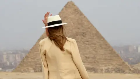 AFP US First Lady Melania Trump visits the Giza Pyramids on October 6, 2018