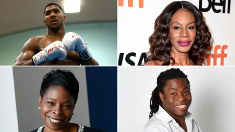 PA/BBC/Getty Images/Powerlist Anthony Joshua, Amma Asante, Ade Adepitan, Grace Ononiwu