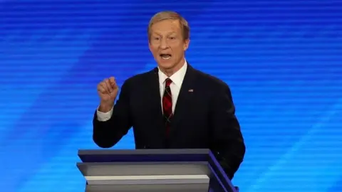 Getty Images Tom Steyer during the debate in Manchester, New Hampshire. Photo: 7 February 2020