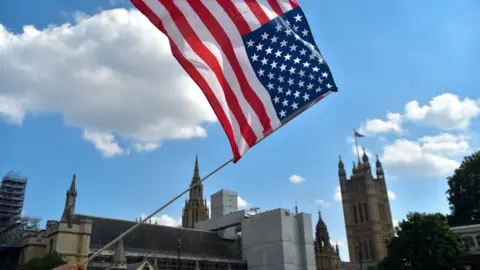 Getty Images US flags at Westminster