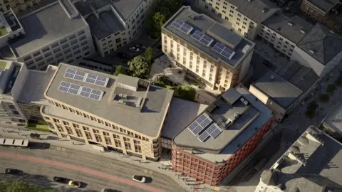 Tevir Group Ariel shot of Villiers site development artist impression