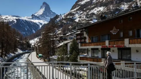 EPA The Alpine resort of Zermatt, with the Matterhorn mountain, amid the Covid-19 outbreak