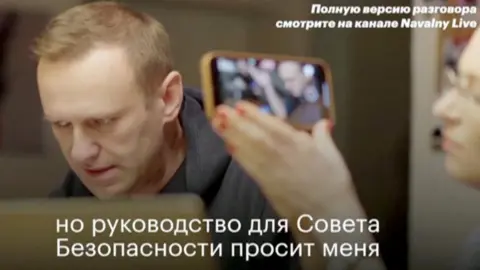 Reuters Still from Navalny video in which he phoned one of his alleged would-be assassins