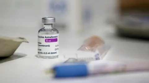A vial of AstraZeneca vaccine