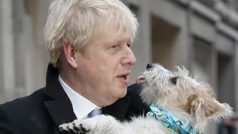 Getty Images Boris Johnson with dog Dilyn