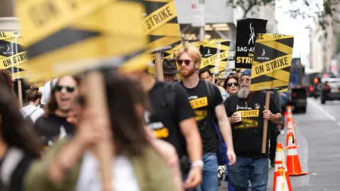 Getty Images SAG-AFTRA members picketing in New York City