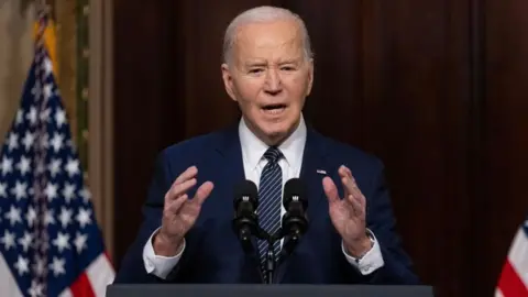 EPA US President Joe Biden delivers remarks at a microphone
