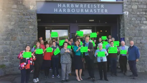 Plaid Cymru Leanne Wood joins supporters and new Ceredigion MP Ben Lake