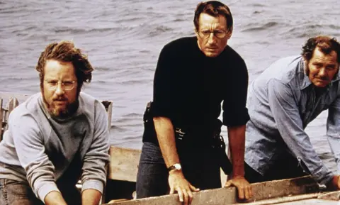 Getty Images Richard Dreyfuss, Roy Scheider and Robert Shaw filming Jaws