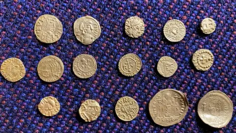 Martin Giles/BBC Anglo-Saxon gold coins