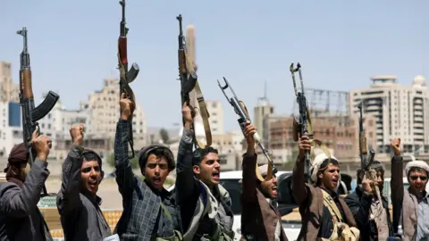 Reuters Houthi supporters attend a rally in Sanaa, Yemen (21 September 2019)