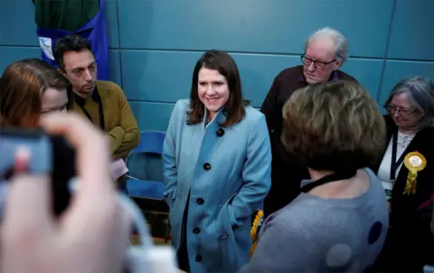 Reuters Jo Swinson arrives at the counting centre