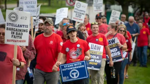 Getty Images UAW members went on strike on 15 September