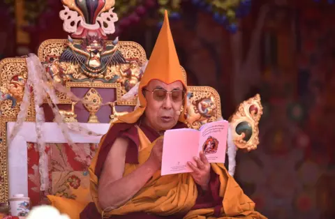 Getty Images The Dalai Lama during his visit to Tawang near the India-China border in Arunachal Pradesh on April 10, 2017