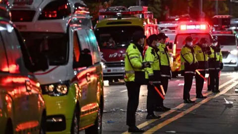 Getty Images Ambulances in Itaewon