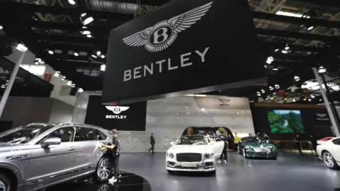 Getty Images The Bentley booth at the 2020 Beijing International Automotive Exhibition on September 26, 2020 in Beijing, China.
