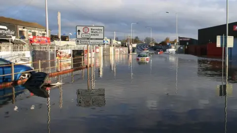 Reuters Vehicles submerged in floodwater in Rotherham
