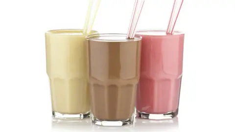 Getty Images Glasses of different flavoured shakes