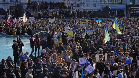 PA Media Protest against Russia in Trafalgar Square