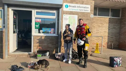 Hemsby Lifeboat Animals rescued from one of the two cruisers by Hemsby lifeboat crew