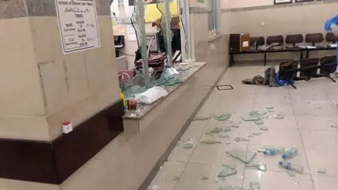 Handout The hospital after it was attacked