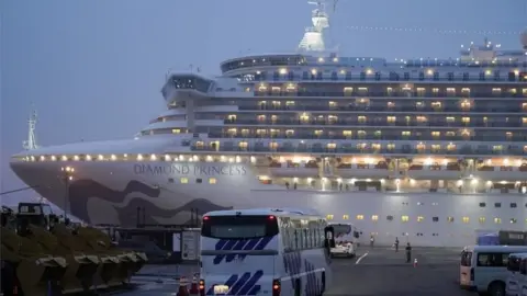 EPA The Diamond Princess cruise ship - quarantined in Japan due to coronavirus, 16 February 2020