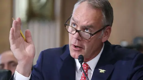 Getty Images Ryan Zinke testifies during a Senate Energy and Natural Resources Committee hearing on Capitol Hill, on June 20, 2017