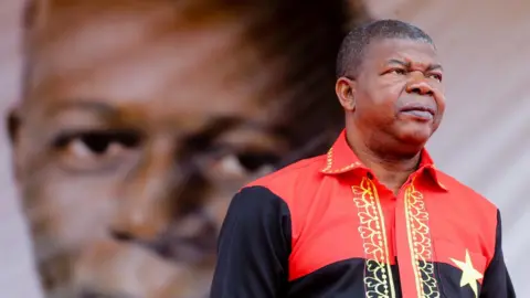 EPA Joao Lourenco, the candidate of the Popular Movement for the Liberation of Angola (MPLA) reacts during his elections campaign rally in Lobito, Angola, 17 August 2017