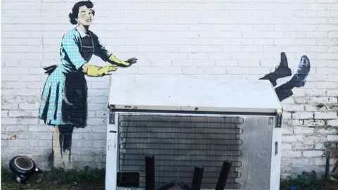 Gareth Fuller/PA Valentine's Day Mascara - one of Banksy's murals in Margate, Kent