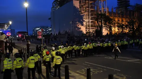 EPA Police scuffle with protesters during a Black Lives Matter protest in central London