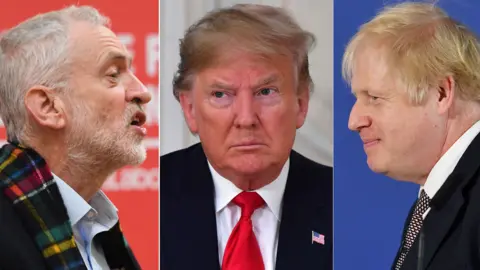 Getty Images Corbyn, Trump, Johnson