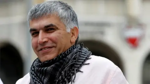 Reuters Bahraini human rights activist Nabeel Rajab arrives for his appeal hearing at court in Manama, February 11, 2015