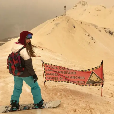 Katrin JD Snowboarder in the Russian Caucasus