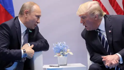 Reuters Russian President Vladimir Putin and US President Donald Trump, 7 July 2017