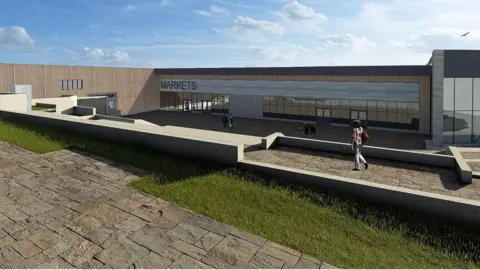 Rotherham Council An artist's impression of Rotherham's market and library complex