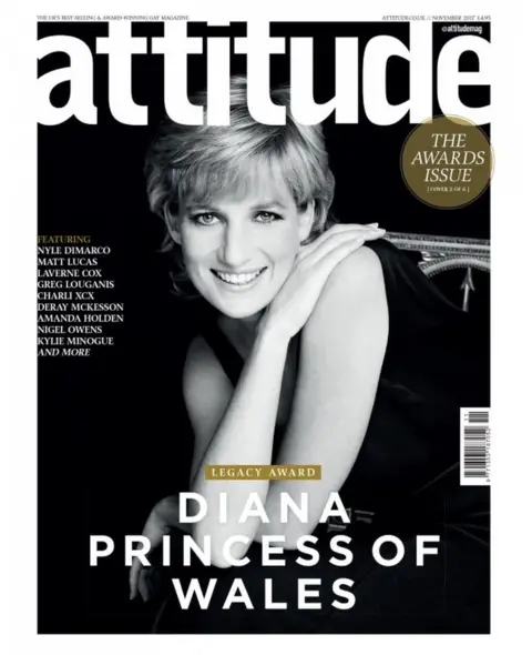 PA cover of the magazine featuring Diana, Princess of Wales, one of six limited-edition winners covers following her posthumous Attitude Legacy Award at the Virgin Holidays Attitude Awards 2017