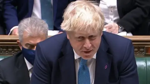 UK PARLIAMENT/ EPA Boris Johnson at PMQs